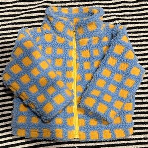 Kids Blue and Yellow Checkered Pea Coat